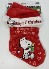 Peanuts Snoopy Baby's First Christmas Stocking & Holiday Santa Hat Gift Set NWT