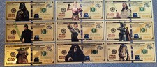 9 New Star Wars Gold Foil Novelty Bills Set, Darth Vader, Luke Skywalker,...