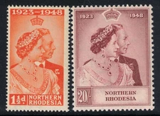 1949 Northern Rhodesia Scott 48-9 Mint MH Silver Wedding