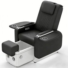 Black Pedicure Spa Chair Recliner Manicure Nail Tech Back Massage Salon Footbath