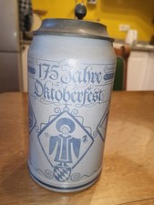Offizieller 175 Jahre Oktoberfest Jubiläums-Maßkrug von 1985 mit Zinndeckel