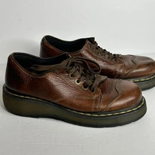 Dr Martens Shoes Mens Size 8 Brown Leather Lace Up AirWair Chunky Sole Y2K 90s