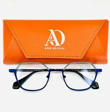 NEW C-ZONE Z1249 60 Blue Black Unisex Polygon Full Rim Eyeglasses 47-19-135 B:39