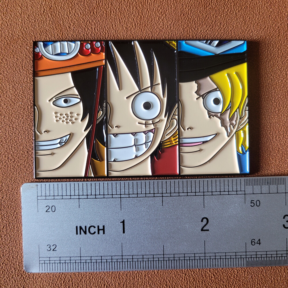  2.6"One Piece Luffy & Sabo &· Ace Metal Pin Badge brooch Anime Collectible  