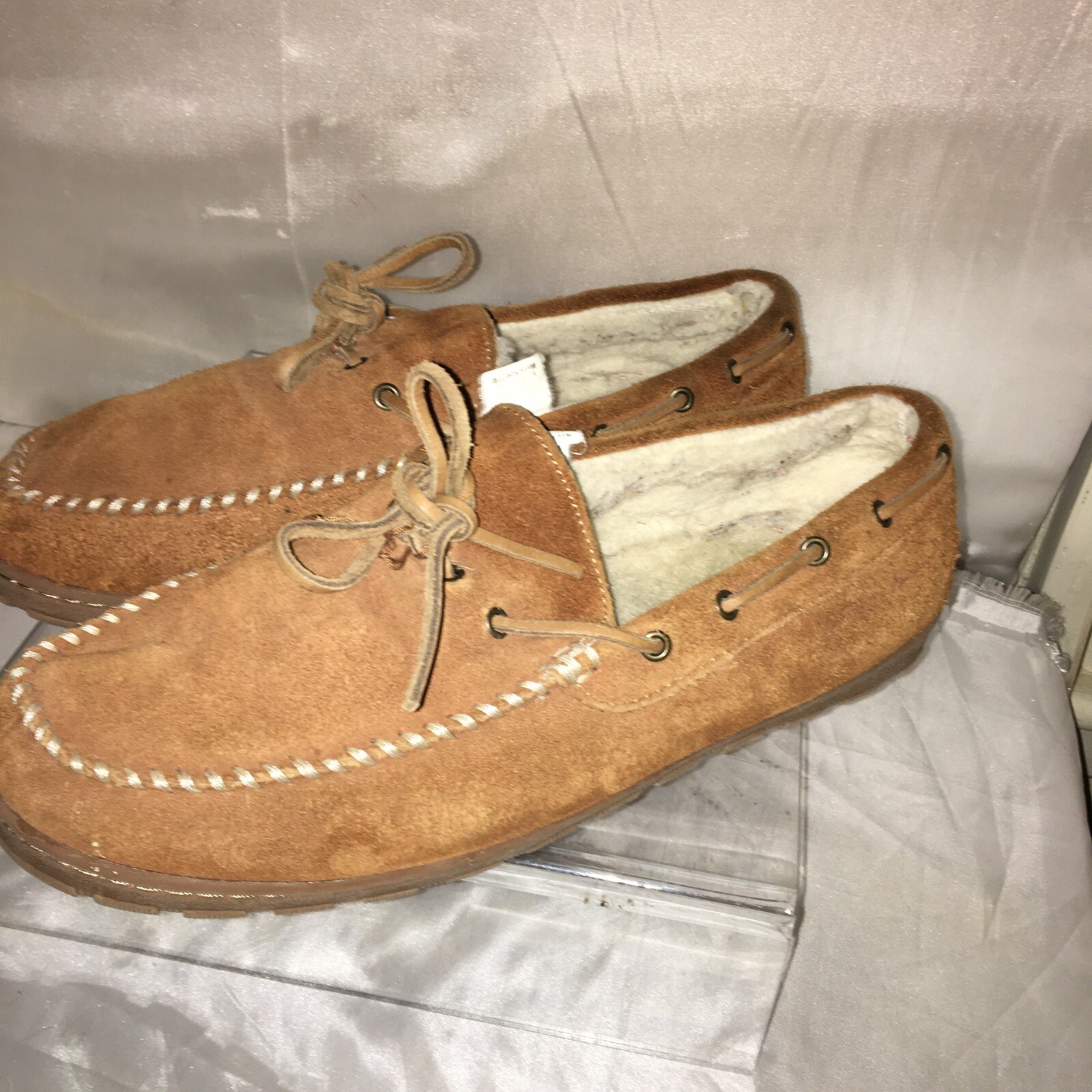 MEN EDDIE BAUER MOCCASINS SLIPPERS SHEARLING Lined Size 11 M Color