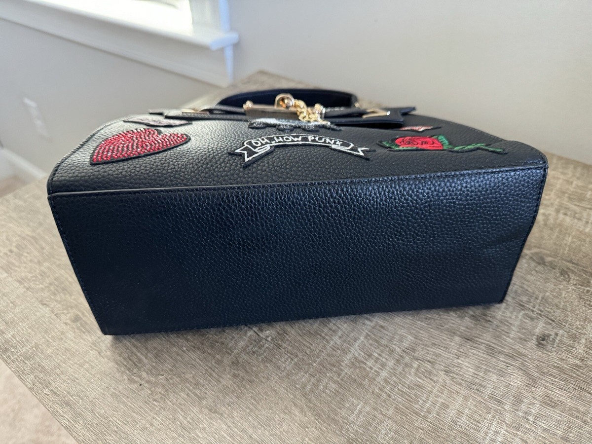 NEW ALDO BLACK HANDBAG PURSE PATCHES EUROLINE-98 REMOVABLE