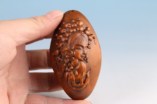 Chinese Natural Boxwood Handmade Peking Opera Mask Statue Hand Piece - Picture 3 of 6