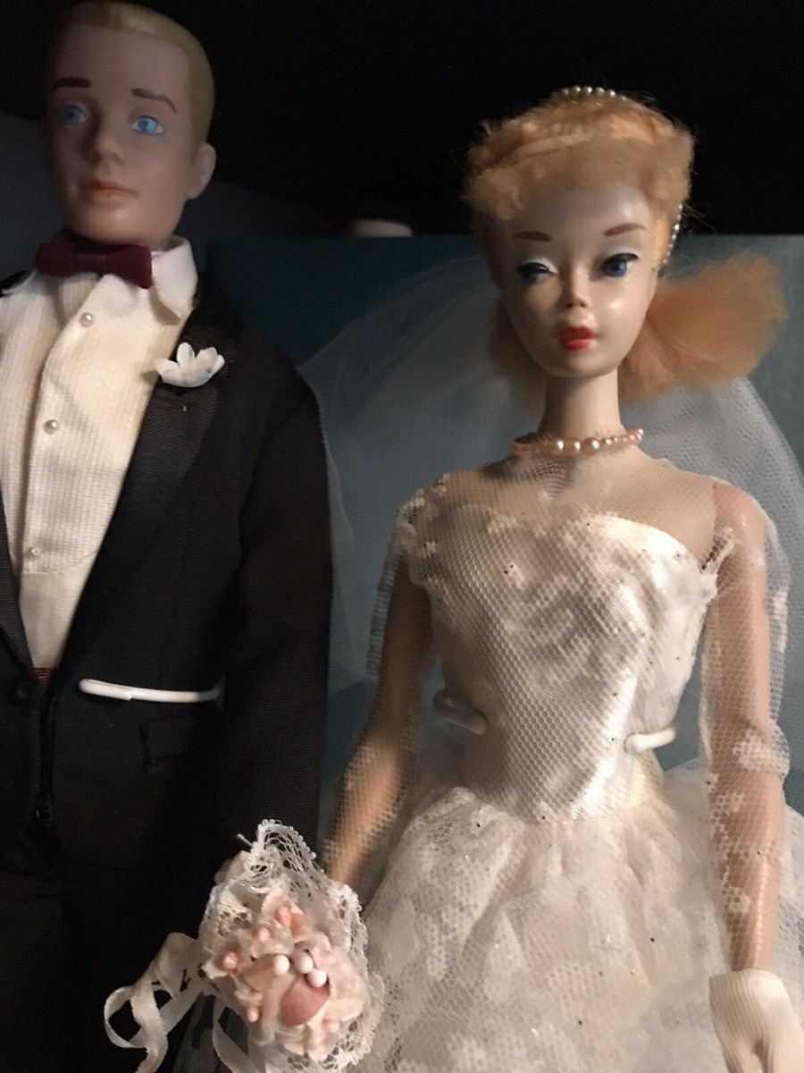 BEAUTIFUL ORIGINAL VINTAGE BARBIE #3 1959 AND KEN 1960s WEDDING
