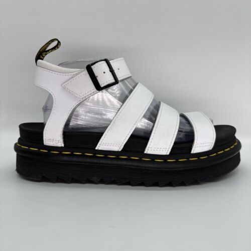 Dr Martens Blaire Flatform White Leather Sandals … - image 1
