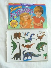Vintage Children's Dinosaur Temporary Tattoos Packet MIP
