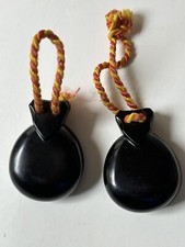 Vintage Spanish Flamenco Castenets instrument Black Bakelite 