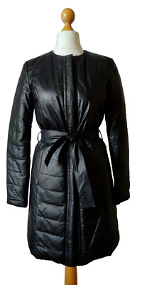 DROMe NEW Reversible LEATHER Pufer Down Belted Coat BLACK Size S Made in Italy