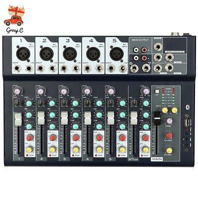 Pro 7-Kanal Audio Mixer Bluetooth USB Sound Verstärker Konsole Mischpult Console