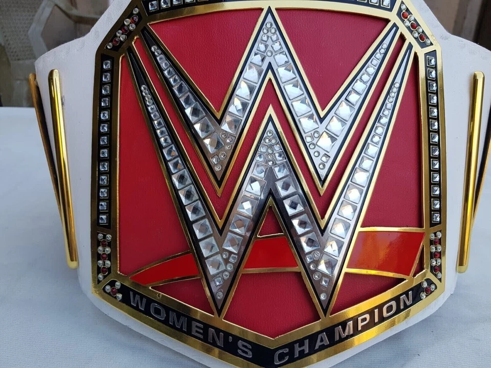 RAW Women's Championship Title Belt - 2MM Brass, Red, Adult Size Replica - Image 3 of 4