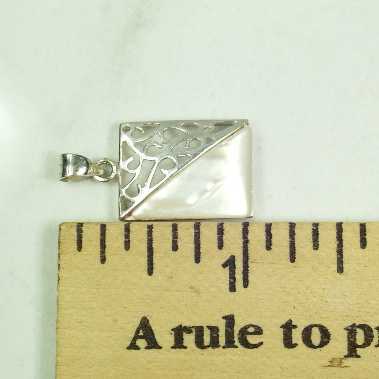 Sterling Silver Rectangle White MOP Filigree Open… - image 8
