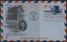 USA 1965 Sc#UC38 11c J.F.Kennedy airmail envelope FDC (Boston Mass May 29 1965)