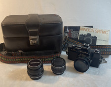 Vintage 1974 Minolta SRT-MC 35mm Film Camera Bundle 50mm Rokkor-X Lens w/ Case