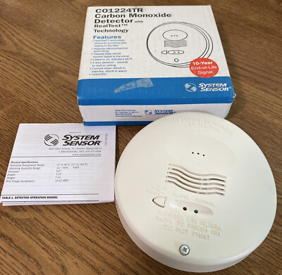 SYSTEM SENSOR CO1224TR 12/24 Volt Detector W/ RealTest Technology.10 Year Signal