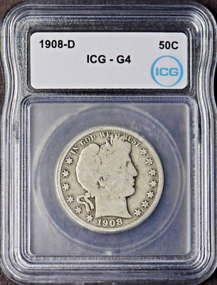 1908-D Barber Silver Half Dollar - ICG G4 - ✪COINGIANTS✪ | eBay 1908-D Barber Silver Half Dollar - ICG G4 - ✪COINGIANTS✪ | eBay