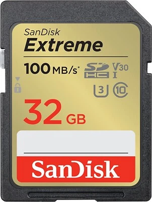 32GB Sandisk Extreme SDHC Memory Card Class 10 V30 UHS-I (SDSDXVT-032G-GNCIN) - Image 1 of 4