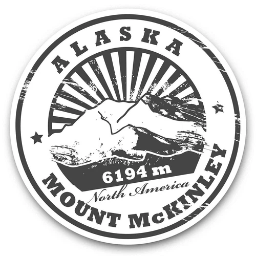 2 x Vinyl Stickers 20cm (bw) - Alaska Mount McKinley Mountain  #39855