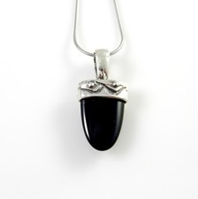 One of a Kind Sterling Silver Black Onyx  Bullet Pendant