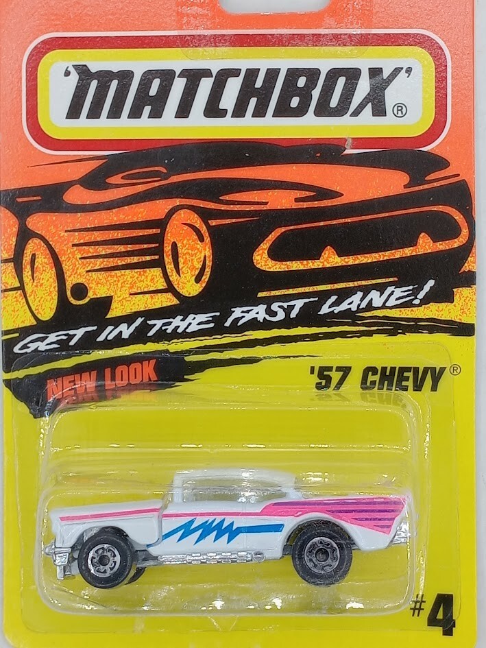 Matchbox Fast Lane 1995 1957 Chevy Super Fast White Hot Wheels Racer