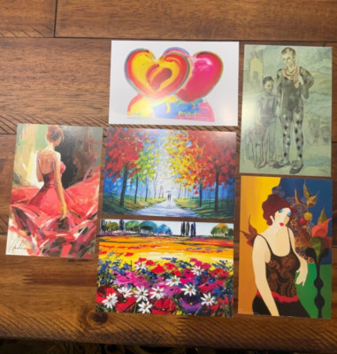 New Set of 6 Post Cards Peter Max Ilyayev Tarkay Metlan Picasso Park West Art