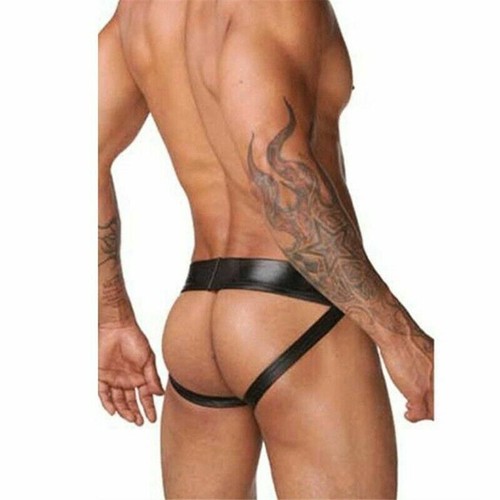 Hombres Pene Bolsa Ropa Interior Jockstrap Sexy Butt Marido Imitación Cuero Tanga Calzoncillos - Imagen 13 de 75
