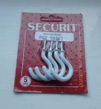 Securit White Plastic Coated Cup Hooks Pack of 4 size  38mm (1.½)  New S6303 