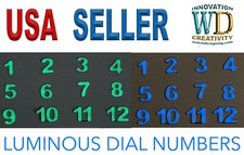 Watch Dial Hour Markers 12 Numbers Blue Green LUMINOUS Numerals indexes Indices