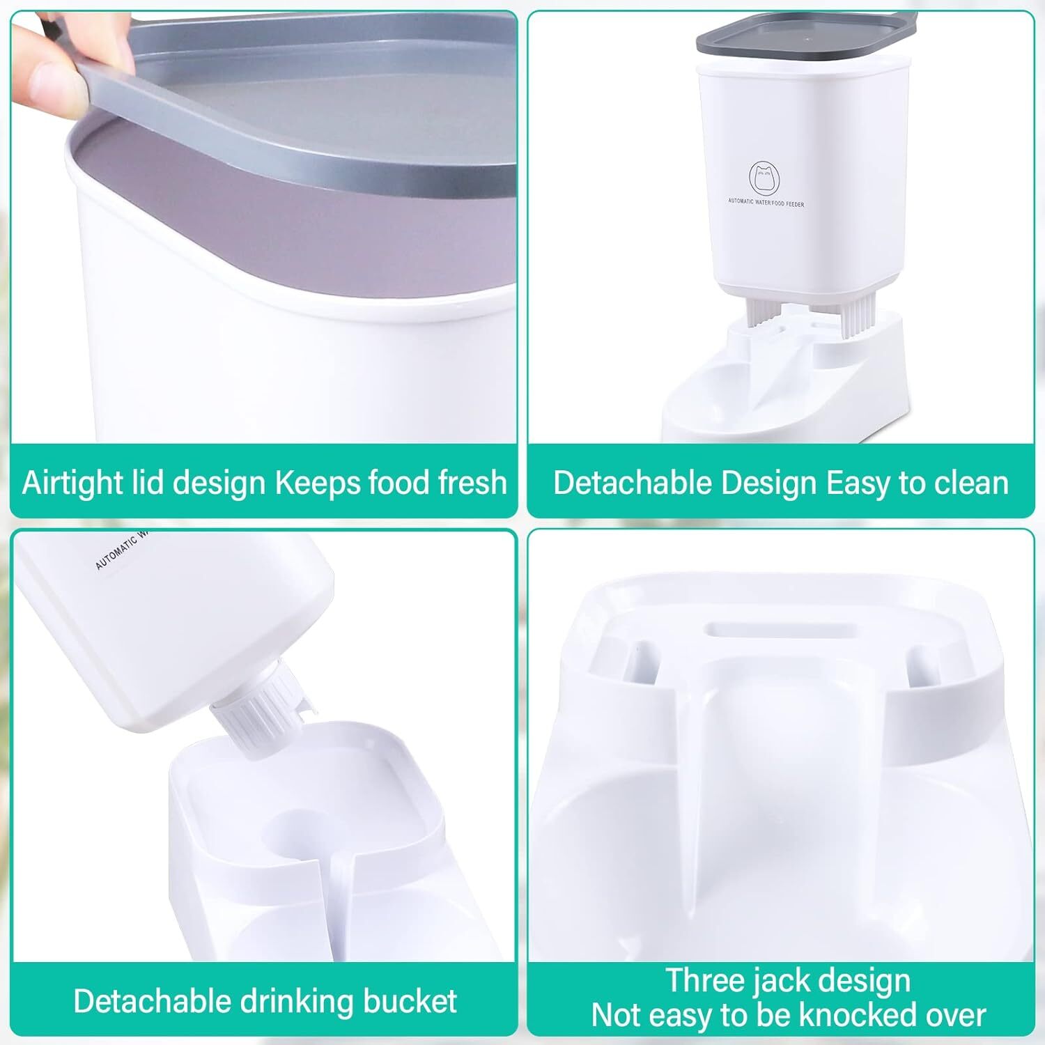 OBOVO Automatic Cat Feeder, 3.8L Pet Feeder Automatic, Cat Dog Water