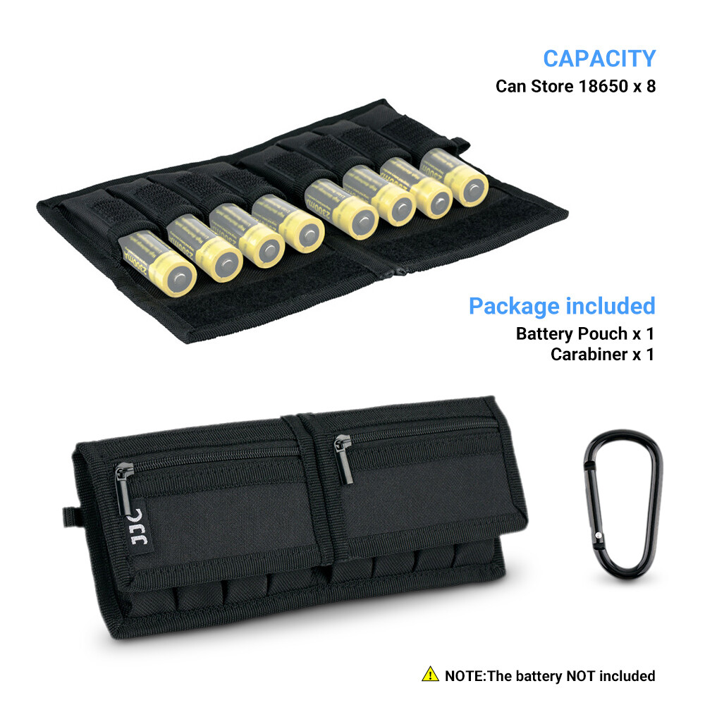 18650 Battery Pouch Case Bag Holder Storage with Zipper Pocket for