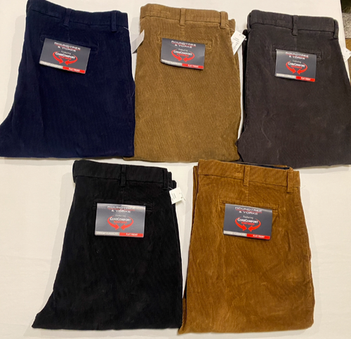NWT-Round Tree & Yorke Men's Stewart Classic Fit Flat Front Corduroy Pants - Picture 3 of 19