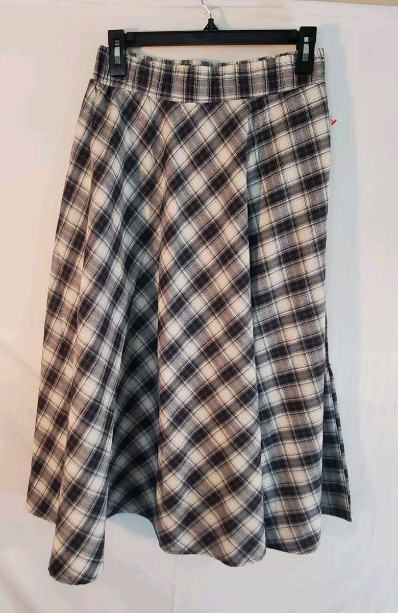 Kate Kasin Women's Size Small Plaid Midi Length A-line Skirt New
