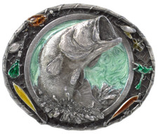 Bergamot Brass Works Brass Belt Buckle Largemouth Bass Fisherman Fishing 1986