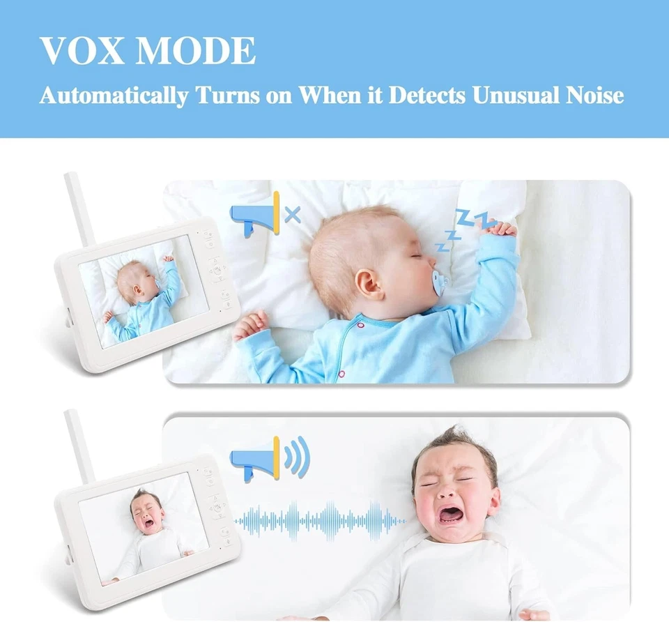Monitor de Bebé, Video Inalámbrico Monitor de Bebé con Cámara Visión Nocturna Pantalla LCD de 5’’’ Foto 4 de 4