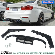 Rear Bumper Diffuser Lip For BMW F80 M3 F82 F83 M4 15-20 Glossy Black PSM Style