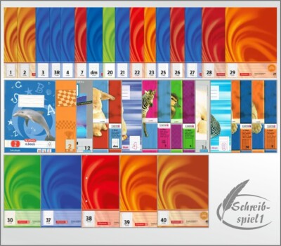 SCHULHEFT A4 A5, Heftumschlag , Lineatur 0-1-2-dm-3-4 5-6-7-9-10-12-20-21-22-23