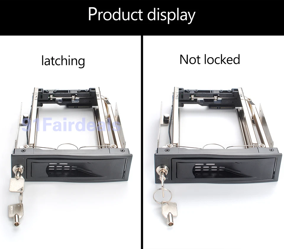 5.25" Bay Adapter 3.5" Internal HDD Drive HOT SWAP Mounting Bracket SSD W/lock - Image 4 of 4