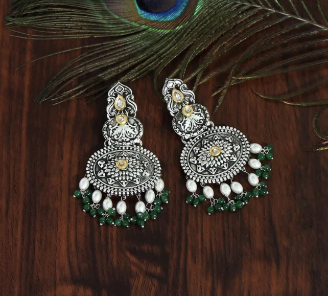 Dual tone oxidised earrings deals