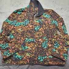 ZENERGY by CHICO S Size 3 Zip-Up Cheetah Leopard Print Jacket Brown Green