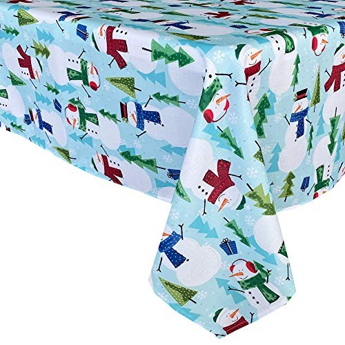 Blue Snowman Fun Christmas Fabric Napkins, Cheerful 17" x 17" (Set of 8) - Picture 5 of 5