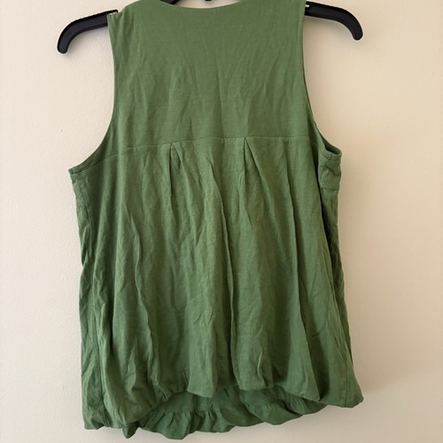 Canotta donna Anthropologie verde senza maniche con applicazioni floreali piccola - Foto 2 di 4