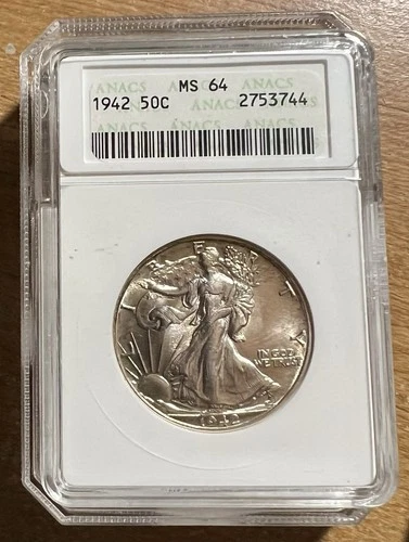 1942 WALKING LIBERTY HALF DOLLAR ANACS MS 64 BEST PRICE ON EBAY w/COUPON