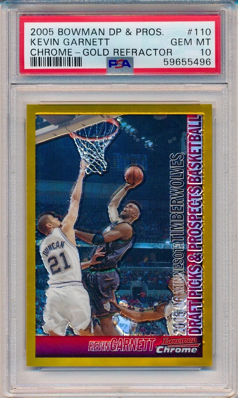 KEVIN GARNETT 2005-06 TOPPS Bowman CHROME Gold REFRACTOR /50 #110 PSA 10 GEM MT