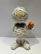 Gus The Mummy Resin Halloween Statue Figure Purple Bow Tie  Pumpkin 10  