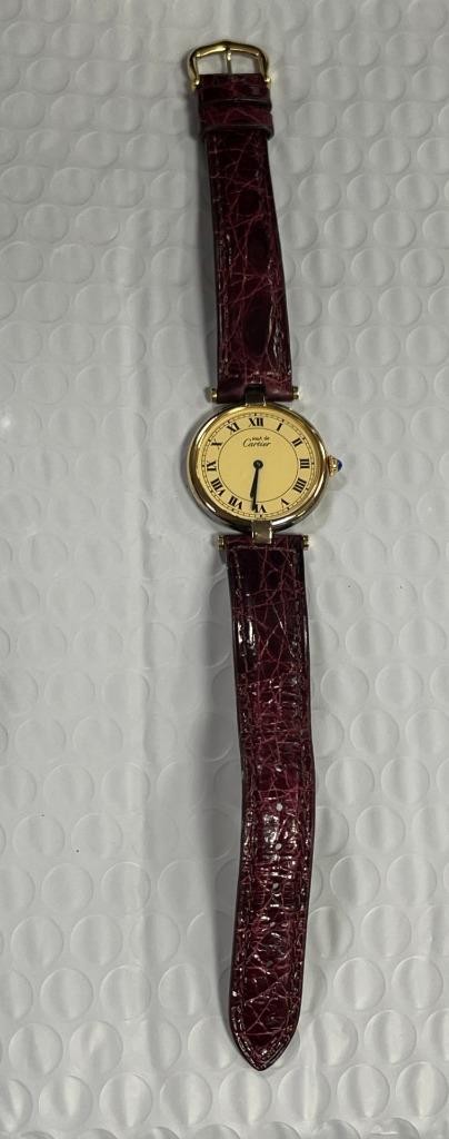 MUST DE CARTIER 1861 925 VERMEIL ARGENT 30mm QUARTZ WATCH. | eBay