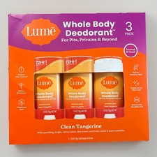 Lume Whole Body Deodorant Clean Tangerine, Solid Stick 2.6 OZ - 3 Pack