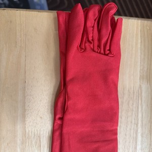 Red Cleemuzin Opera Satin Stretchy Elbow Length women’s gloves